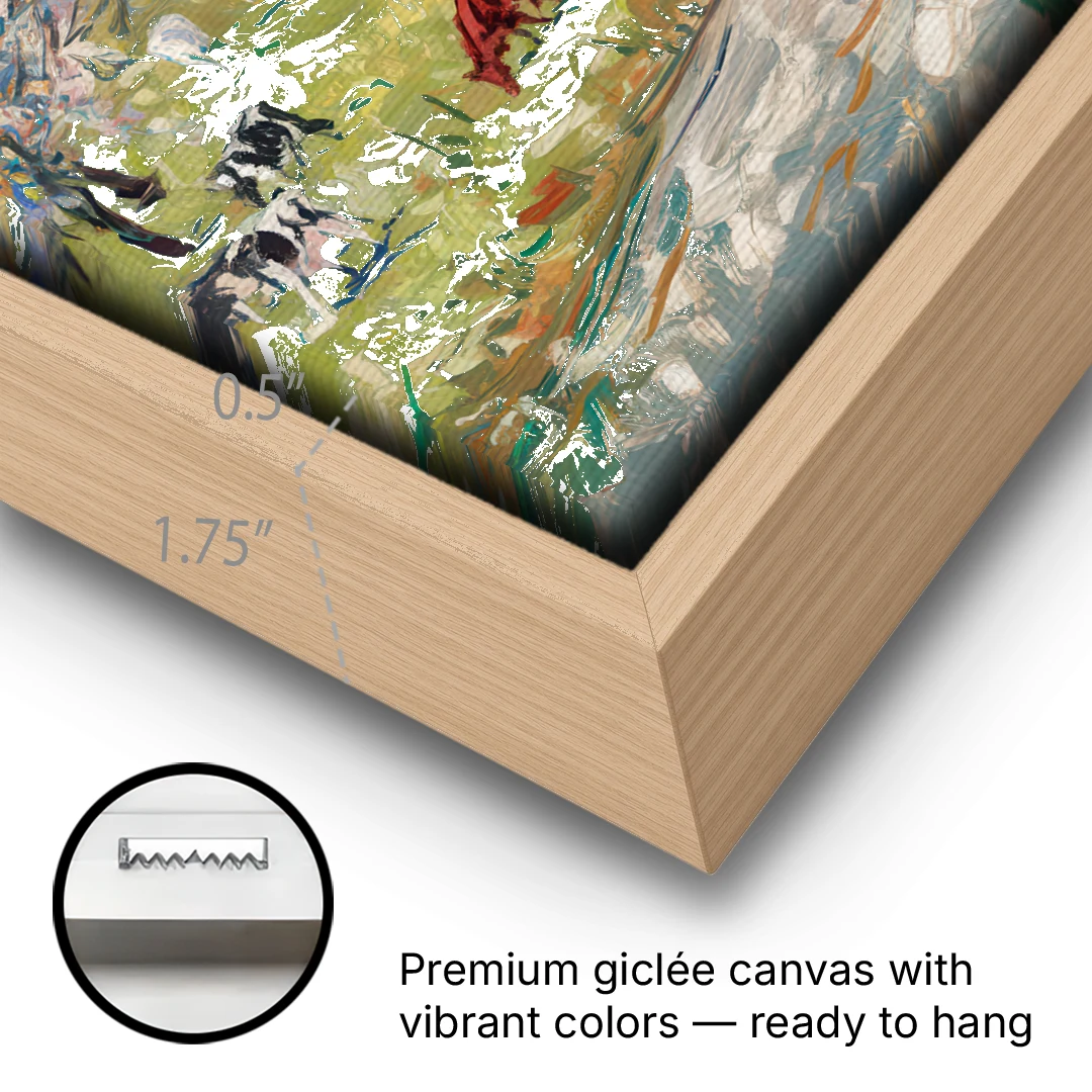 Lancaster PA Seasons - Oak Framed Canvas Wall Art - Gallery Wrap Corner