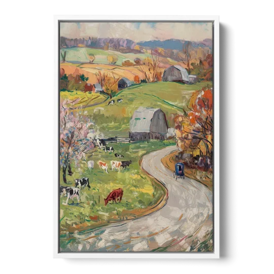 Lancaster PA Seasons - White Framed Canvas Wall Art - Front