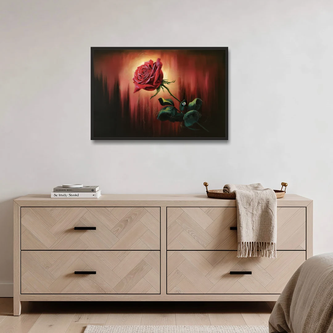 Lancaster Red Rose City Heritage - Black Framed Canvas Wall Art - Coffee Table - 36x24