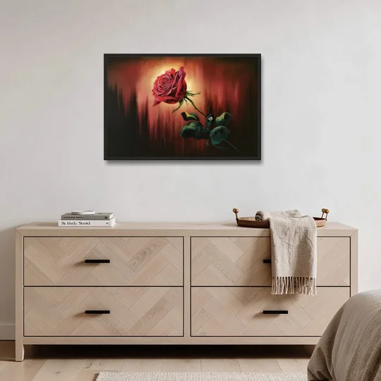 Lancaster Red Rose City Heritage - Black Framed Canvas Wall Art - Coffee Table - 36x24