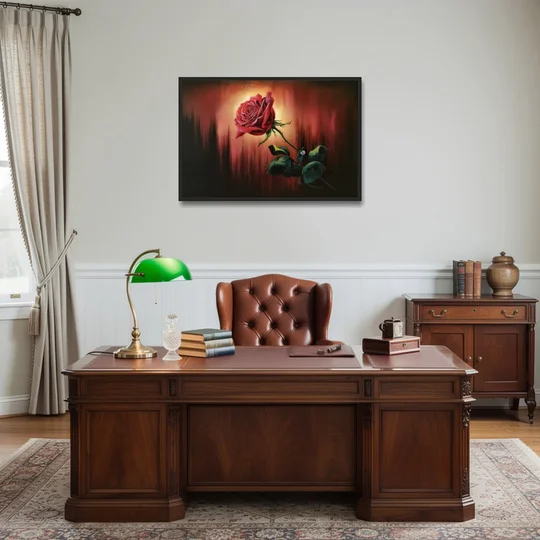 Lancaster Red Rose City Heritage - Black Framed Canvas Wall Art - Office - 36x24