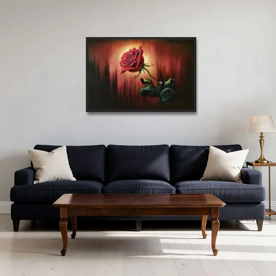 Lancaster Red Rose City Heritage - Black Framed Canvas Wall Art - Sofa - 36x24