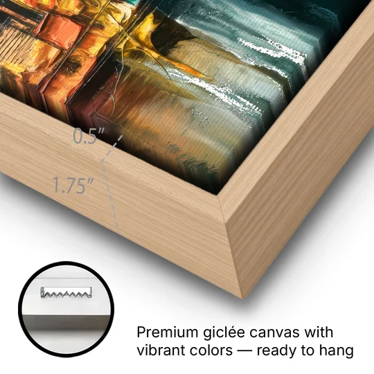Lancaster Scenic Skyline - Oak Framed Canvas Wall Art - Gallery Wrap Corner