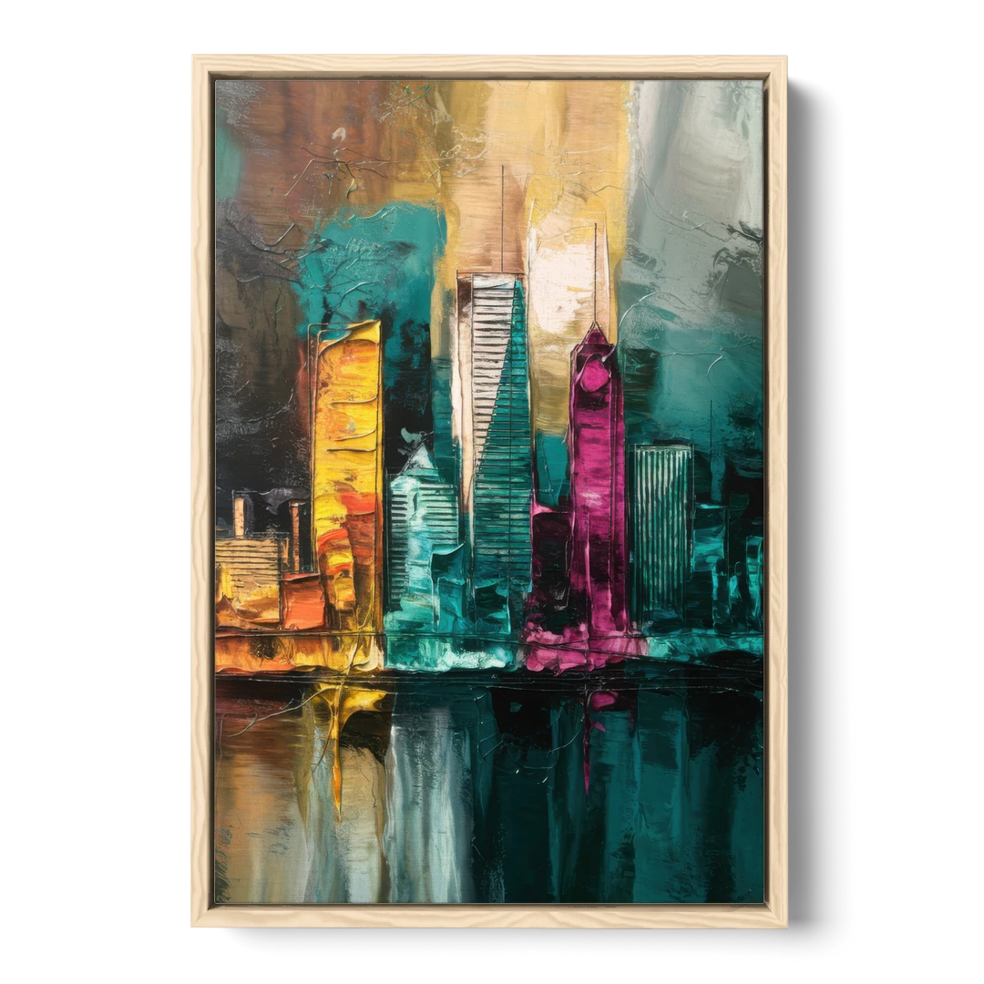 Lancaster Scenic Skyline - Oak Framed Canvas Wall Art - Front