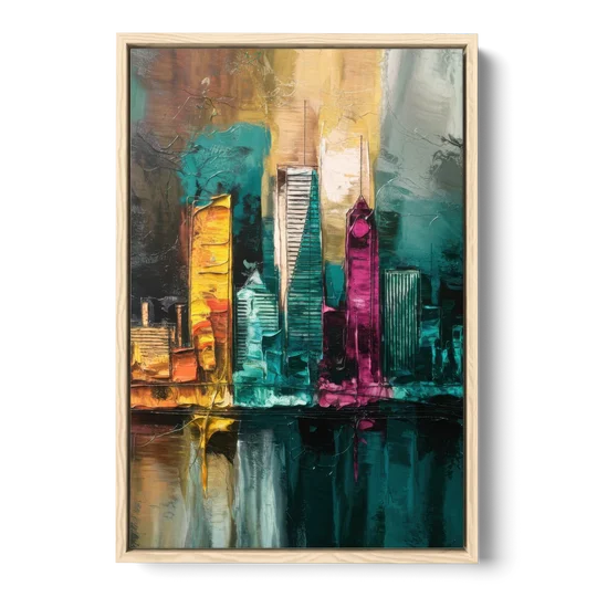 Lancaster Scenic Skyline - Oak Framed Canvas Wall Art - Front