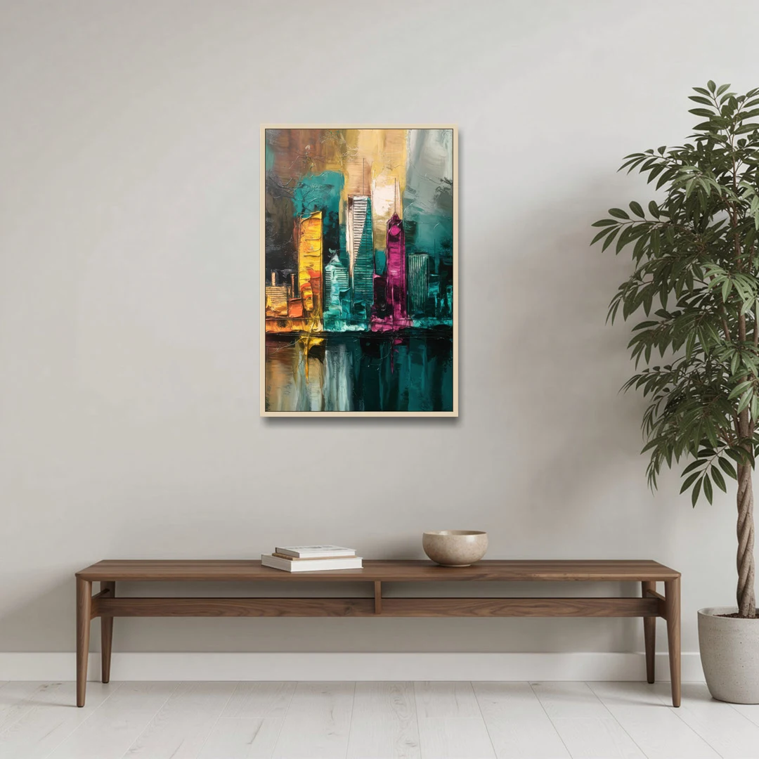 Lancaster Scenic Skyline - Oak Framed Canvas Wall Art - Coffee Table - 24x36