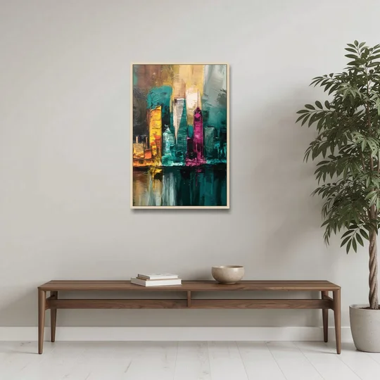 Lancaster Scenic Skyline - Oak Framed Canvas Wall Art - Coffee Table - 24x36
