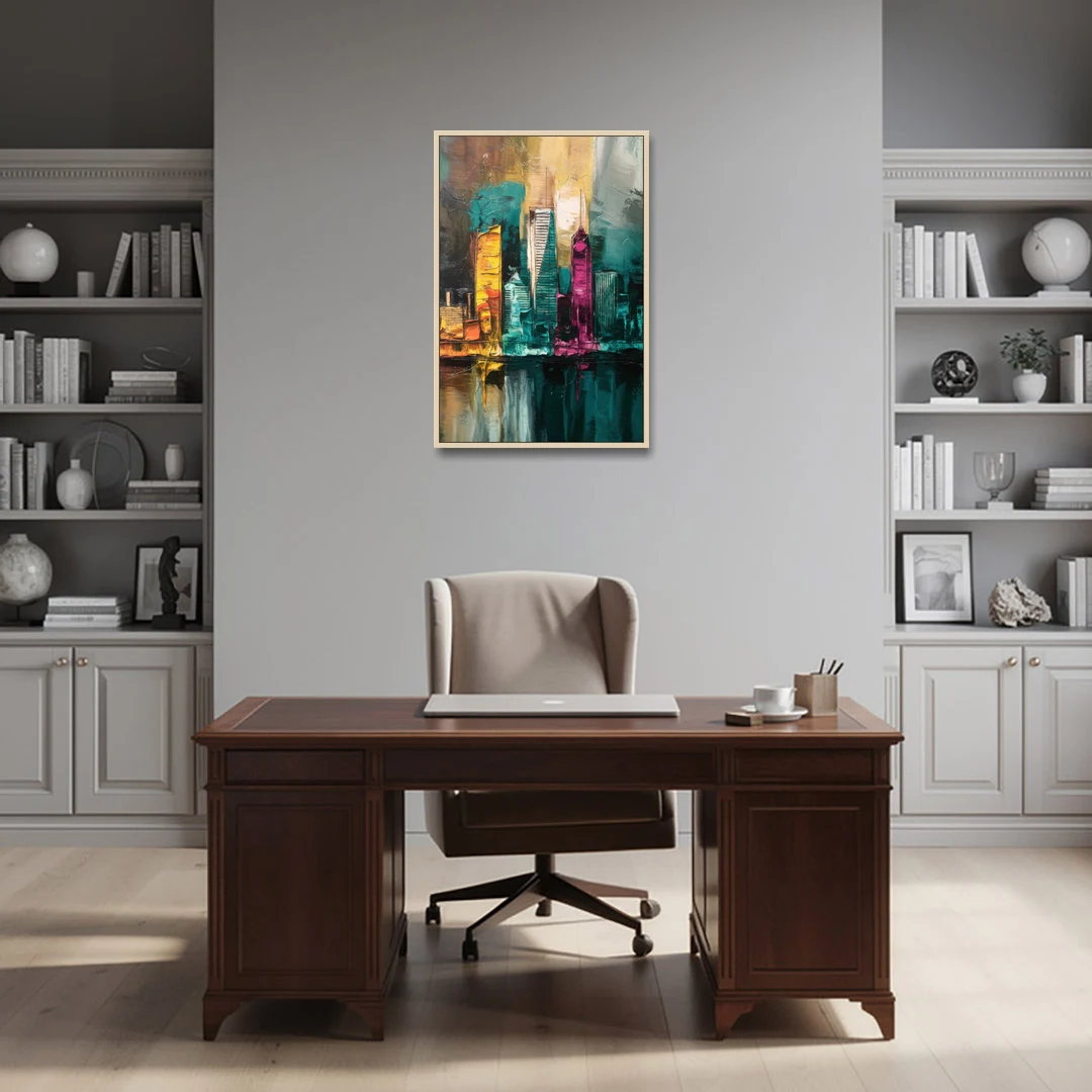 Lancaster Scenic Skyline - Oak Framed Canvas Wall Art - Office - 24x36
