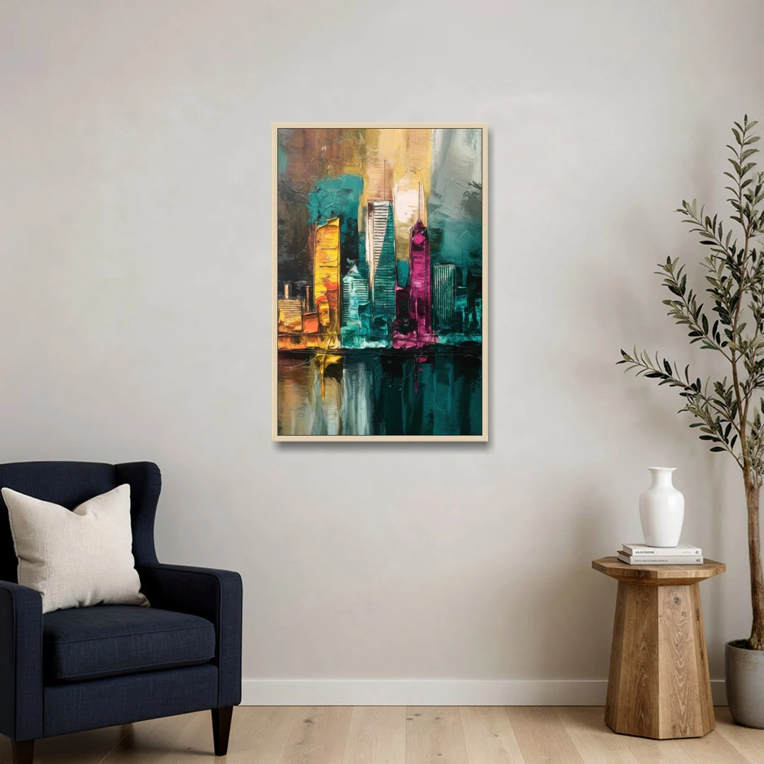 Lancaster Scenic Skyline - Oak Framed Canvas Wall Art - Sofa - 24x36
