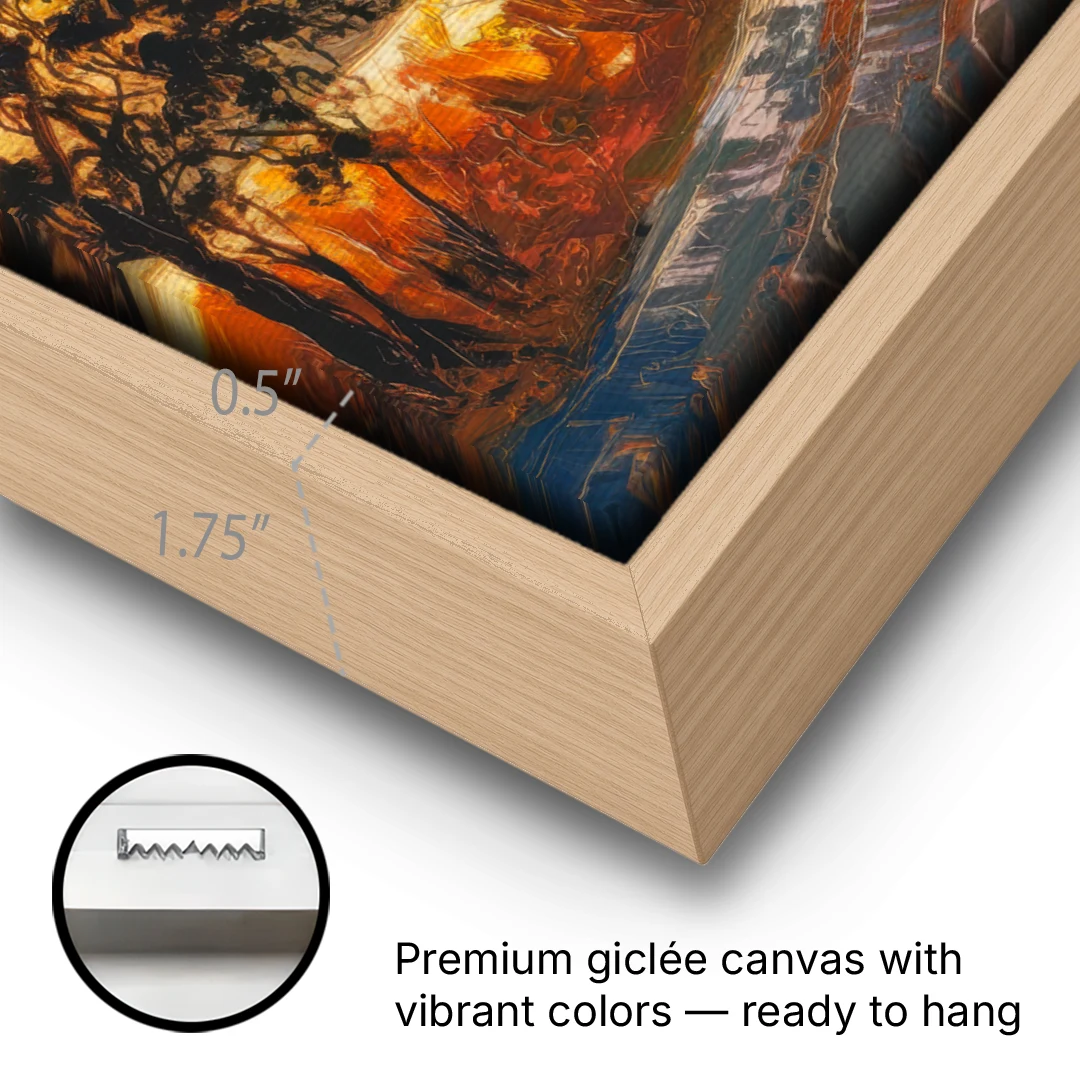 Lancaster Sunset Views - Oak Framed Canvas Wall Art - Gallery Wrap Corner