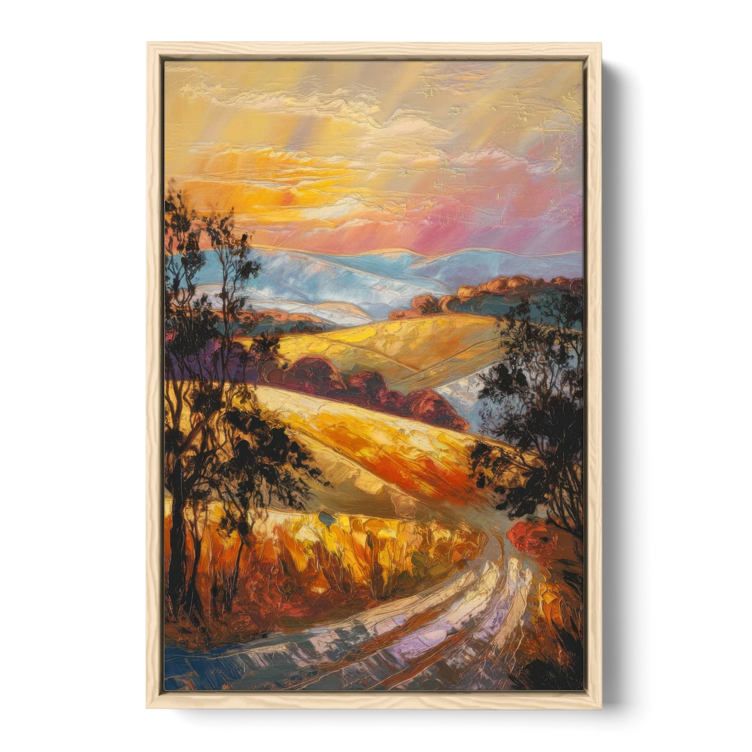 Lancaster Sunset Views - Oak Framed Canvas Wall Art - Front