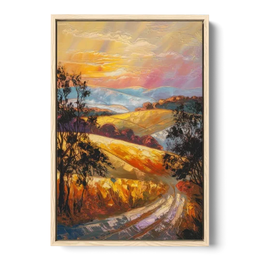 Lancaster Sunset Views - Oak Framed Canvas Wall Art - Front