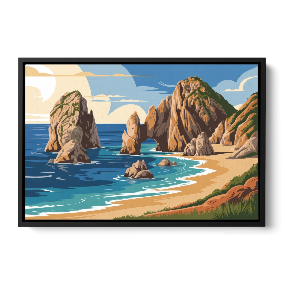 Land’s End Rock Formations - Black Framed Canvas Wall Art - Front
