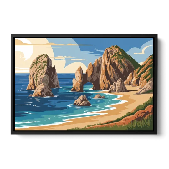 Land’s End Rock Formations - Black Framed Canvas Wall Art - Front