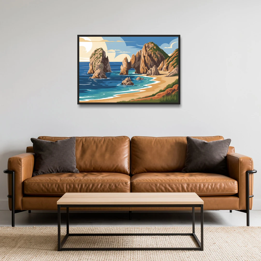 Land’s End Rock Formations - Black Framed Canvas Wall Art - Sofa - 36x24