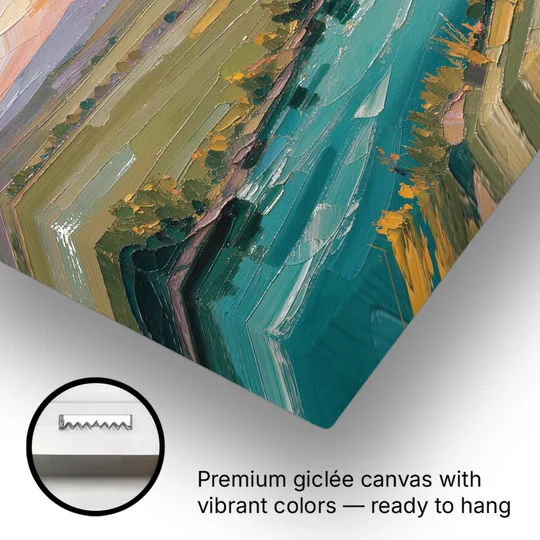 Landscape Canvas Prints Teal River at Sunset - Canvas Wall Art - Gallery Wrap Corner