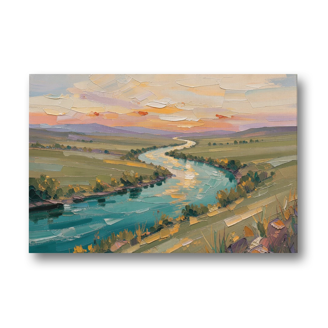 Landscape Canvas Prints Teal River at Sunset - Canvas Wall Art - Front