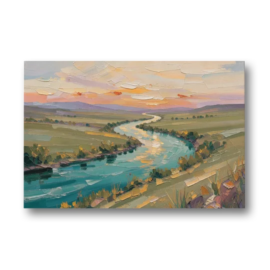 Landscape Canvas Prints Teal River at Sunset - Canvas Wall Art - Front