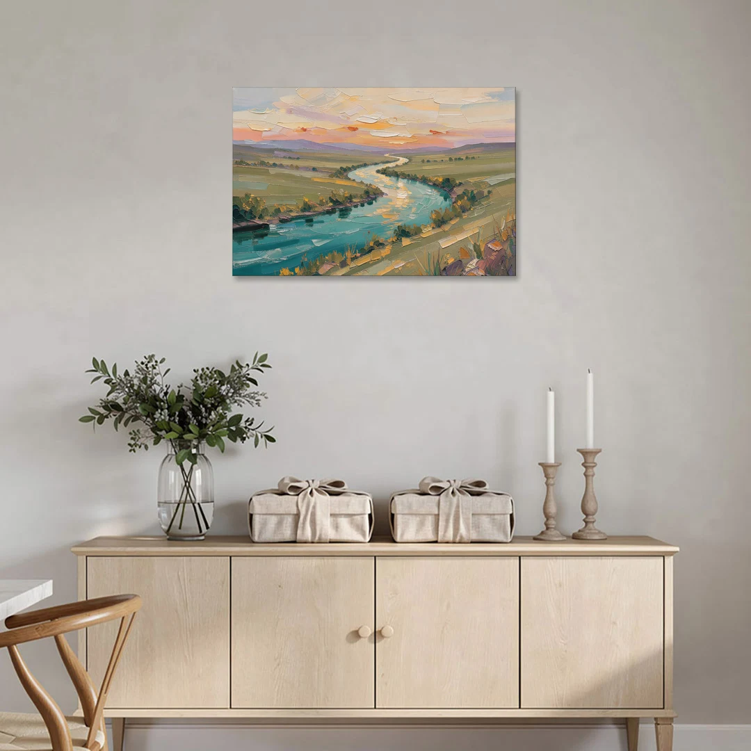 Landscape Canvas Prints Teal River at Sunset - Canvas Wall Art - Coffee Table - 36x24