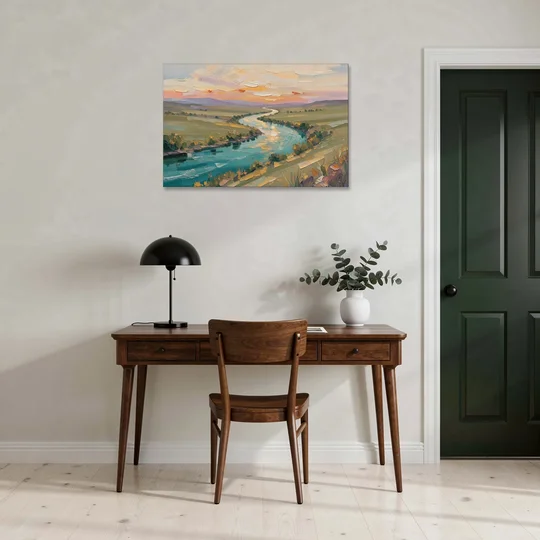 Landscape Canvas Prints Teal River at Sunset - Canvas Wall Art - Office - 36x24