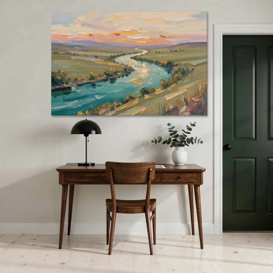 Landscape Canvas Prints Teal River at Sunset - Canvas Wall Art - Office - 60x40