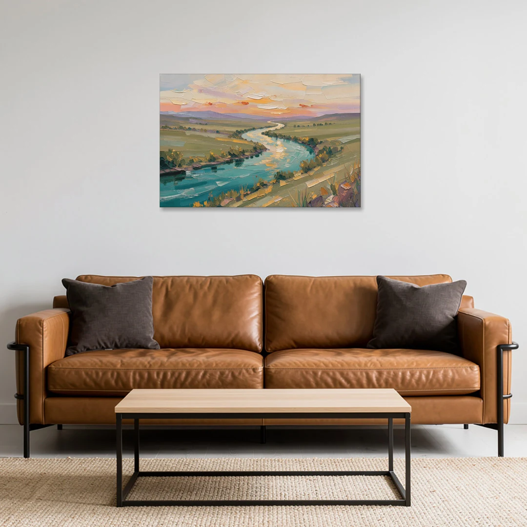 Landscape Canvas Prints Teal River at Sunset - Canvas Wall Art - Sofa - 36x24