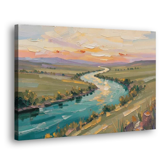 Landscape Canvas Prints Teal River at Sunset - Canvas Wall Art - Side