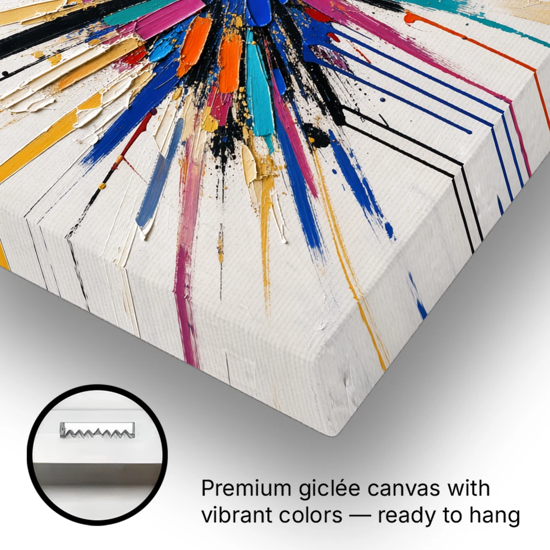Large Abstract Canvas Art of a Cobalt Burst - Canvas Wall Art - Gallery Wrap Corner