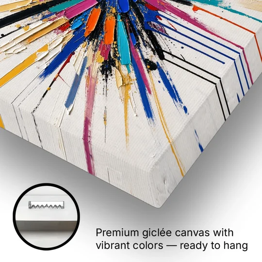 Large Abstract Canvas Art of a Cobalt Burst - Canvas Wall Art - Gallery Wrap Corner