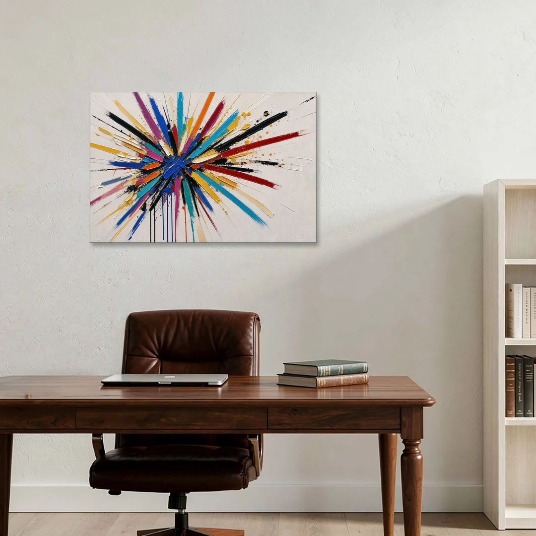 Large Abstract Canvas Art of a Cobalt Burst - Canvas Wall Art - Office - 36x24