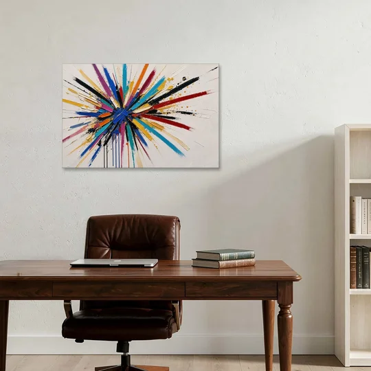 Large Abstract Canvas Art of a Cobalt Burst - Canvas Wall Art - Office - 36x24
