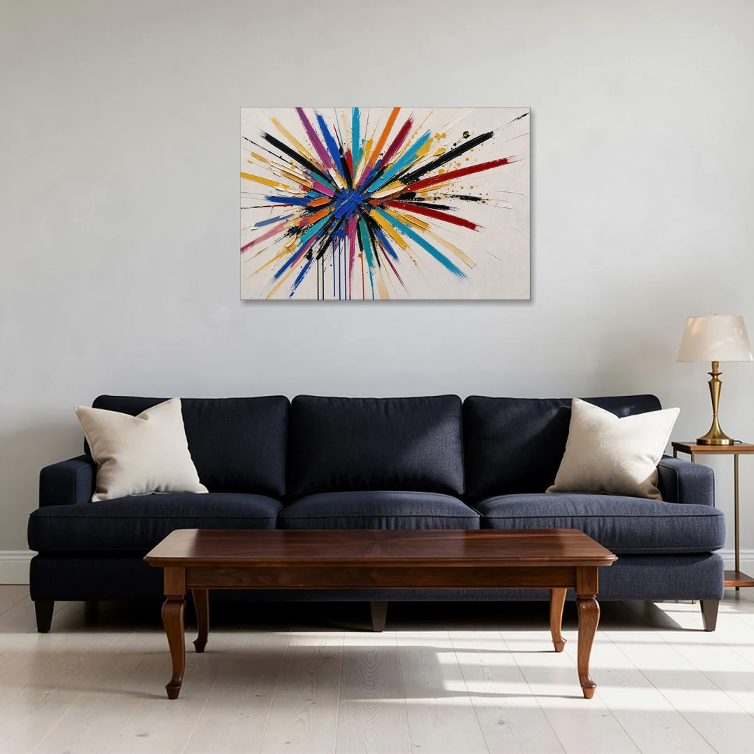 Large Abstract Canvas Art of a Cobalt Burst - Canvas Wall Art - Sofa - 36x24