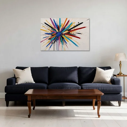 Large Abstract Canvas Art of a Cobalt Burst - Canvas Wall Art - Sofa - 36x24