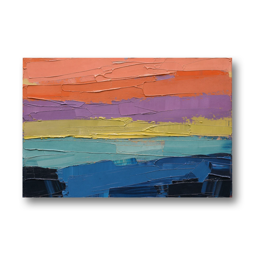 Large Abstract Coral Horizon Knife Bands - Canvas Wall Art - Front