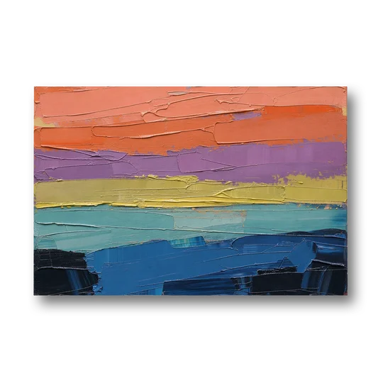 Large Abstract Coral Horizon Knife Bands - Canvas Wall Art - Front
