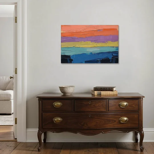Large Abstract Coral Horizon Knife Bands - Canvas Wall Art - Coffee Table - 36x24