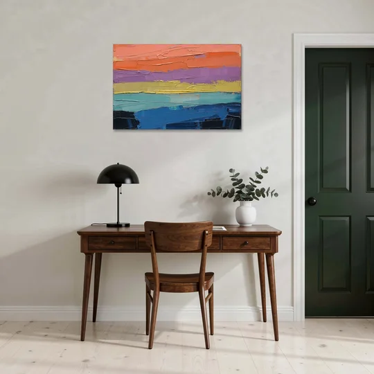 Large Abstract Coral Horizon Knife Bands - Canvas Wall Art - Office - 36x24