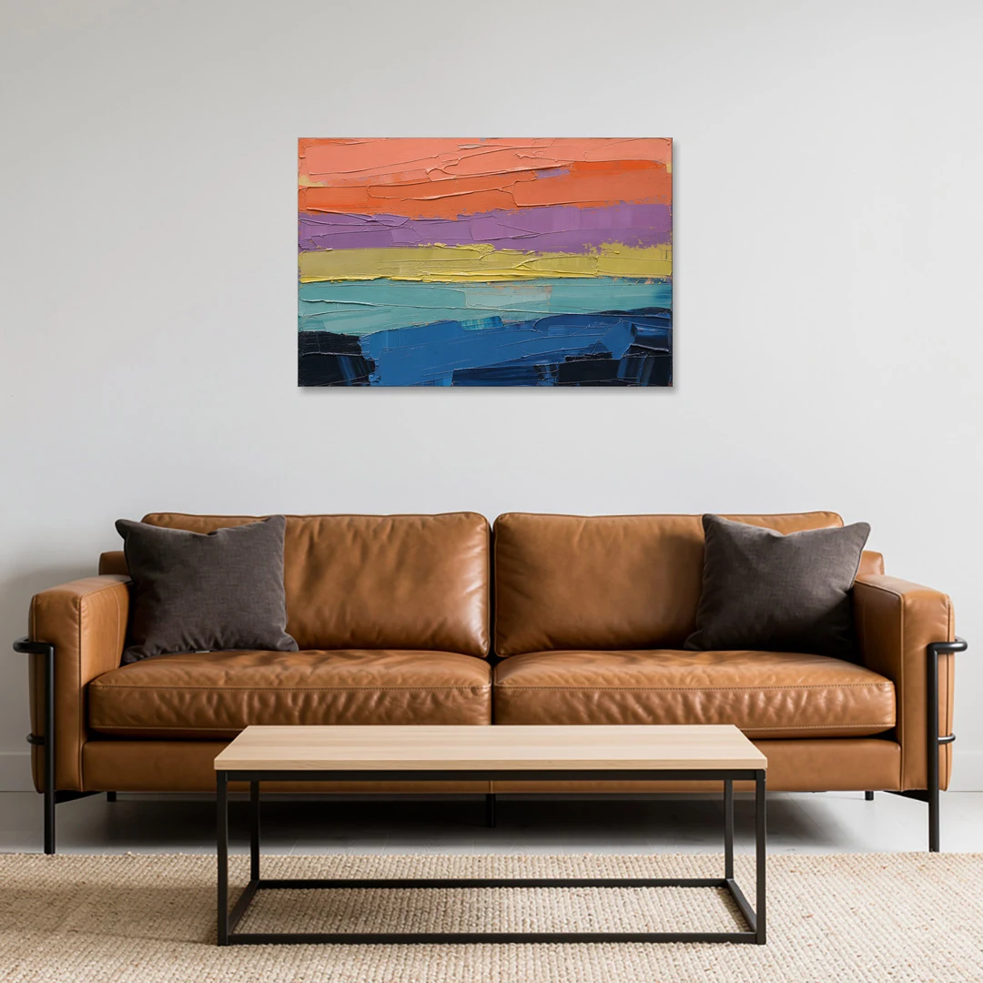 Large Abstract Coral Horizon Knife Bands - Canvas Wall Art - Sofa - 36x24