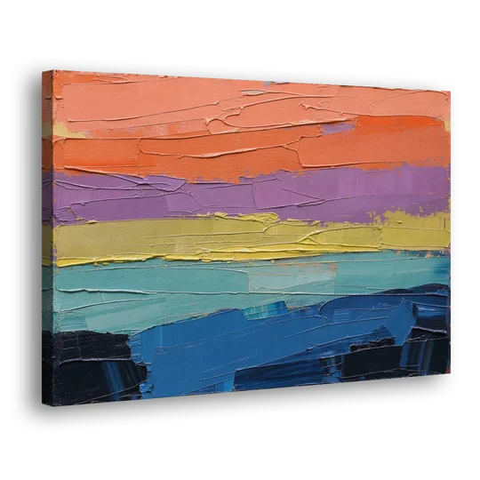 Large Abstract Coral Horizon Knife Bands - Canvas Wall Art - Side