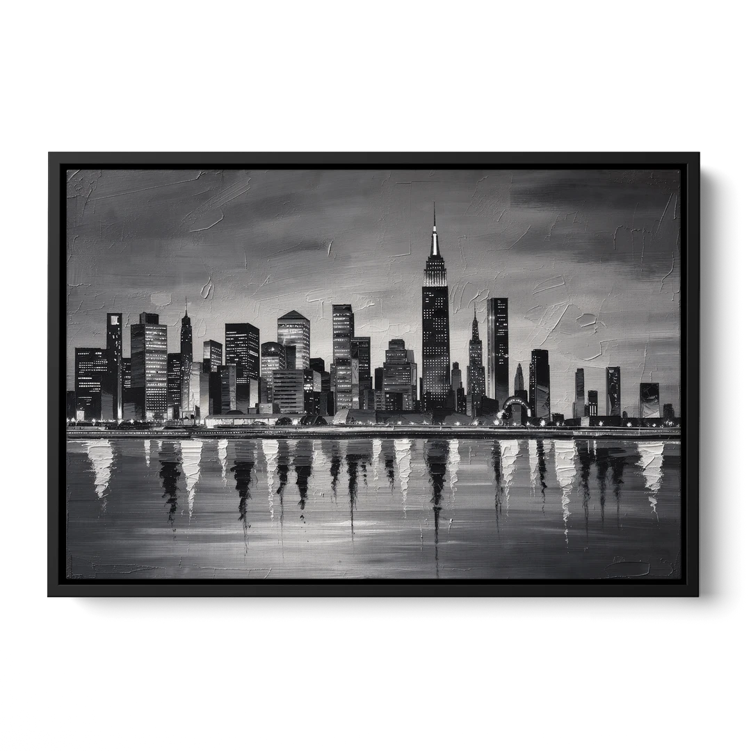 Large Black and White Wall Art for Living Room - Black Framed Canvas Wall Art - Front