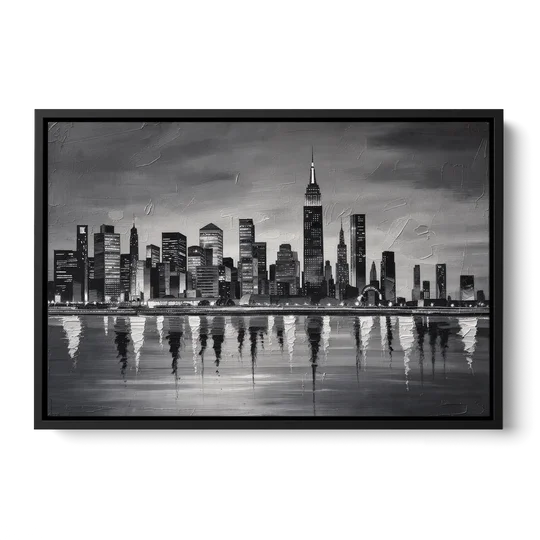 Large Black and White Wall Art for Living Room - Black Framed Canvas Wall Art - Front