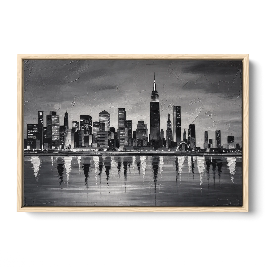 Large Black and White Wall Art for Living Room - Oak Framed Canvas Wall Art - Front