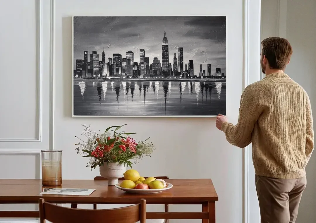 Large Black and White Wall Art for Living Room canvas wall art above a dining table