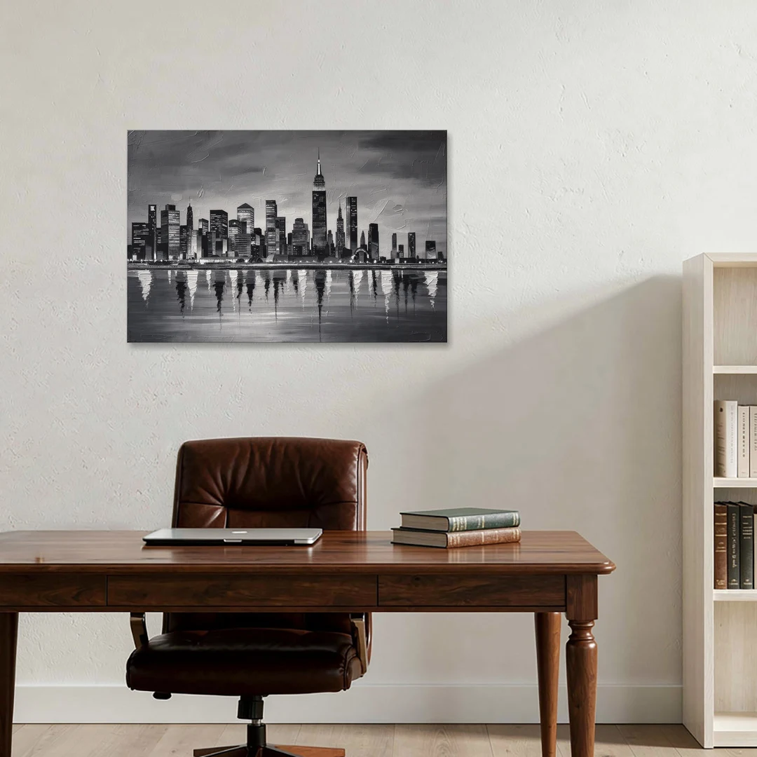 Large Black and White Wall Art for Living Room - Canvas Wall Art - Office - 36x24