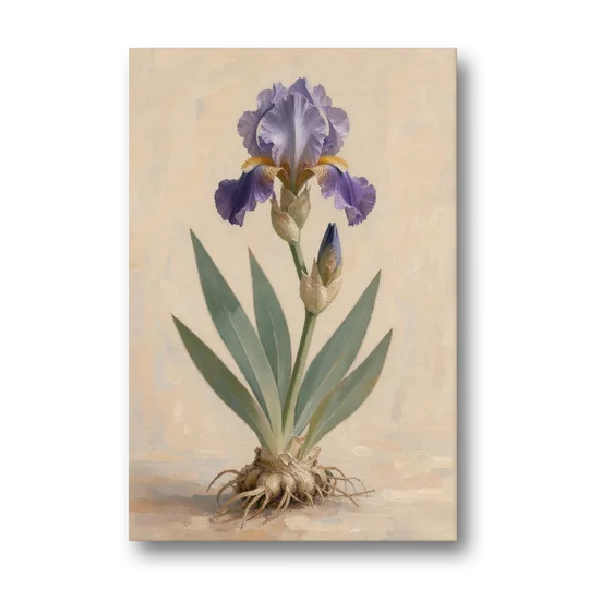 Large Botanical Wall Art of a Bearded Iris - Canvas Wall Art - Front