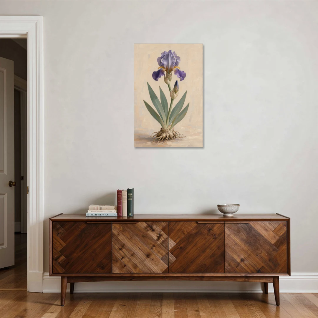 Large Botanical Wall Art of a Bearded Iris - Canvas Wall Art - Coffee Table - 24x36