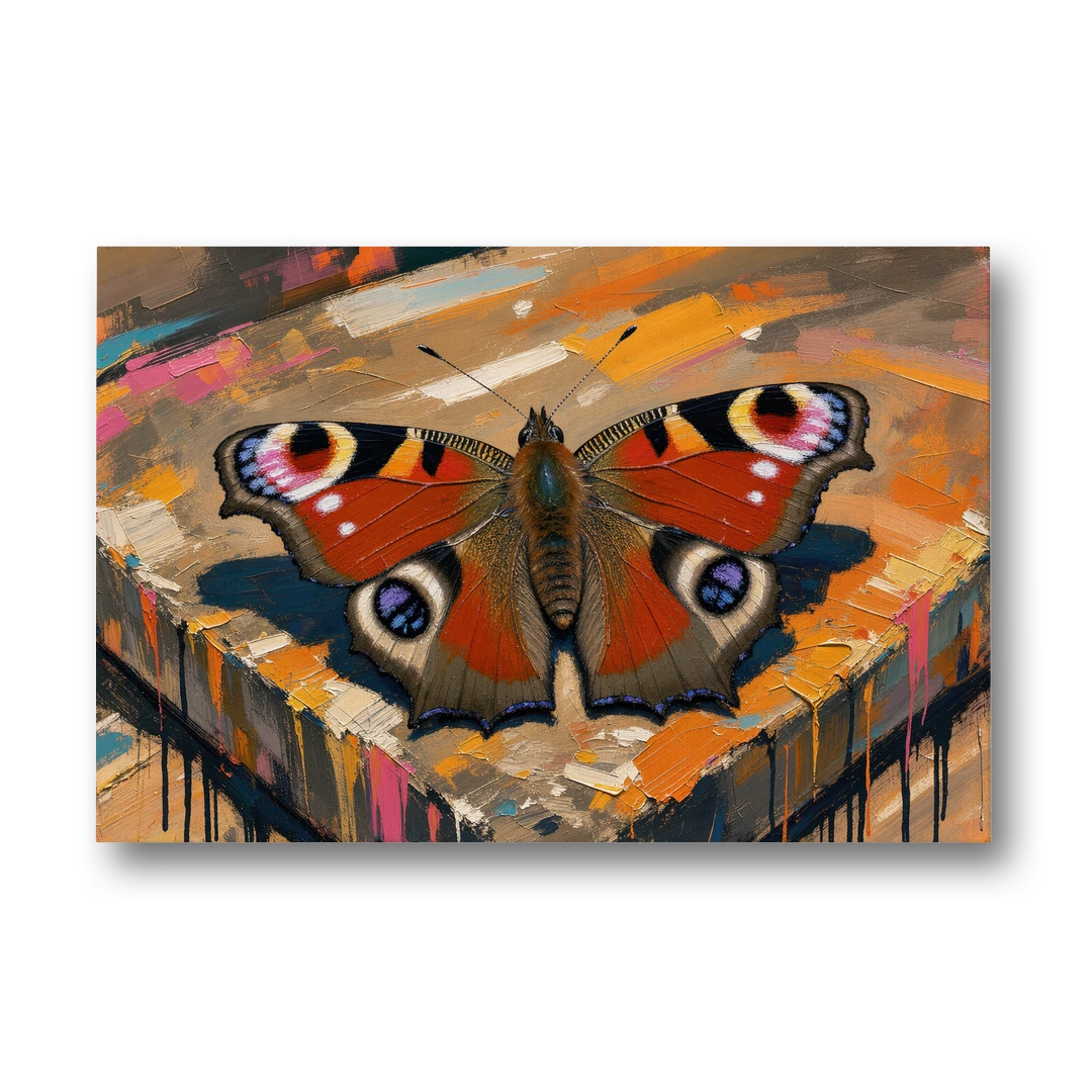 Large Butterfly Wall Art Peacock Basking on Stone - Canvas Wall Art - Front