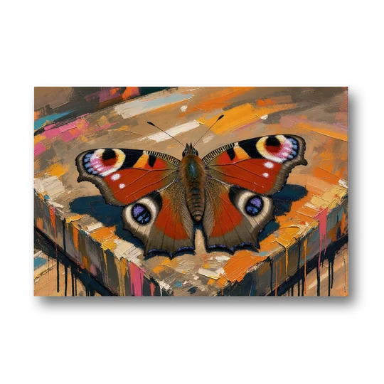 Large Butterfly Wall Art Peacock Basking on Stone - Canvas Wall Art - Front
