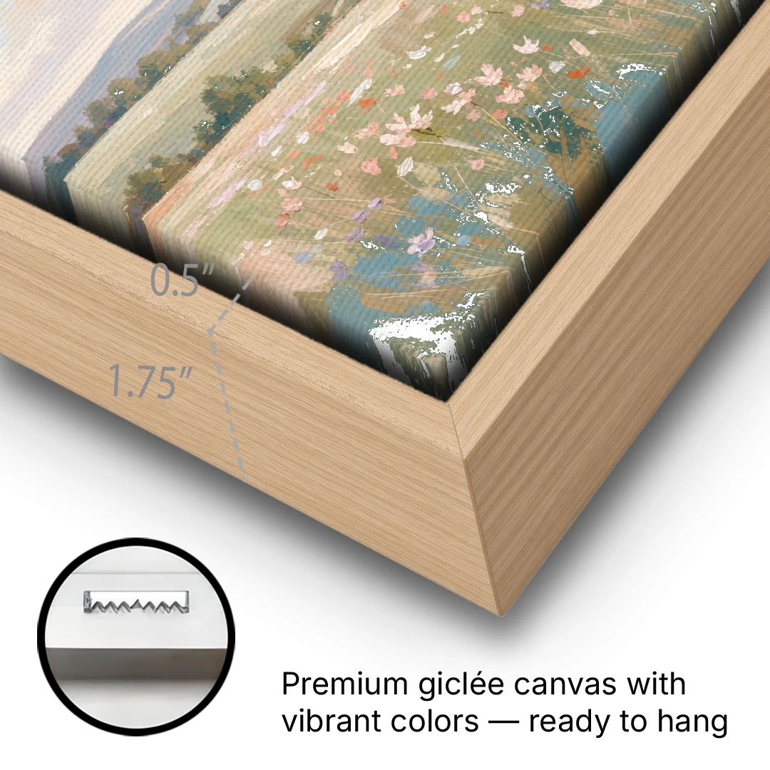 Large Canvas Prints Lone Oak on Spring Hills - Oak Framed Canvas Wall Art - Gallery Wrap Corner