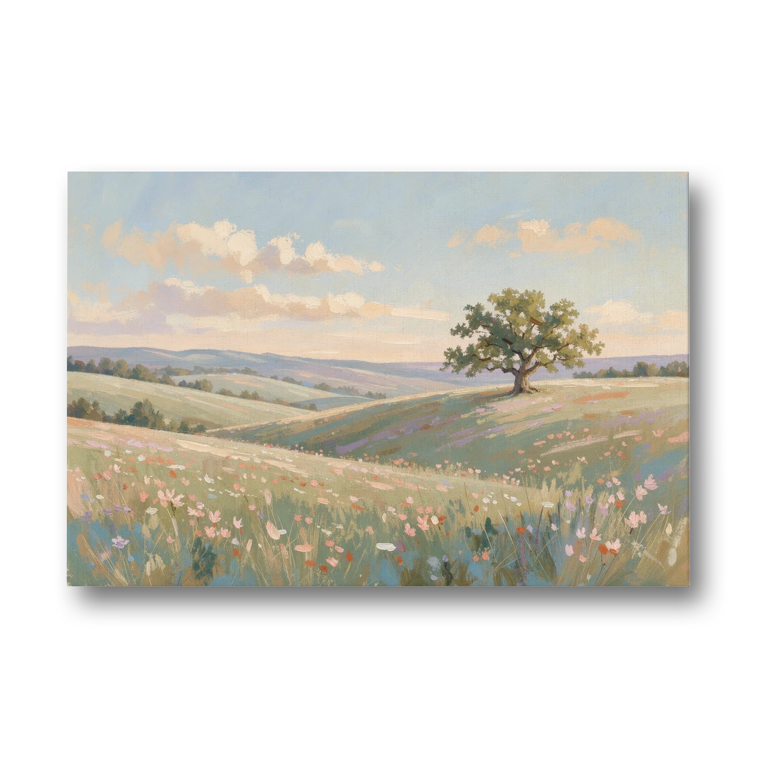 Large Canvas Prints Lone Oak on Spring Hills - Canvas Wall Art - Front